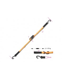 BETA PAS MOCUJĄCY Z NAPINACZEM ZAPADKOWYM, Z 2 HAKAMI I UCHAMI, Z POLIESTRU 25mm 3m +HAK