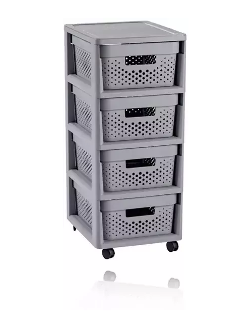 CURVER REGAŁ INFINITY NA KÓŁKACH 4x11L AŻUROWY JASNO SZARY