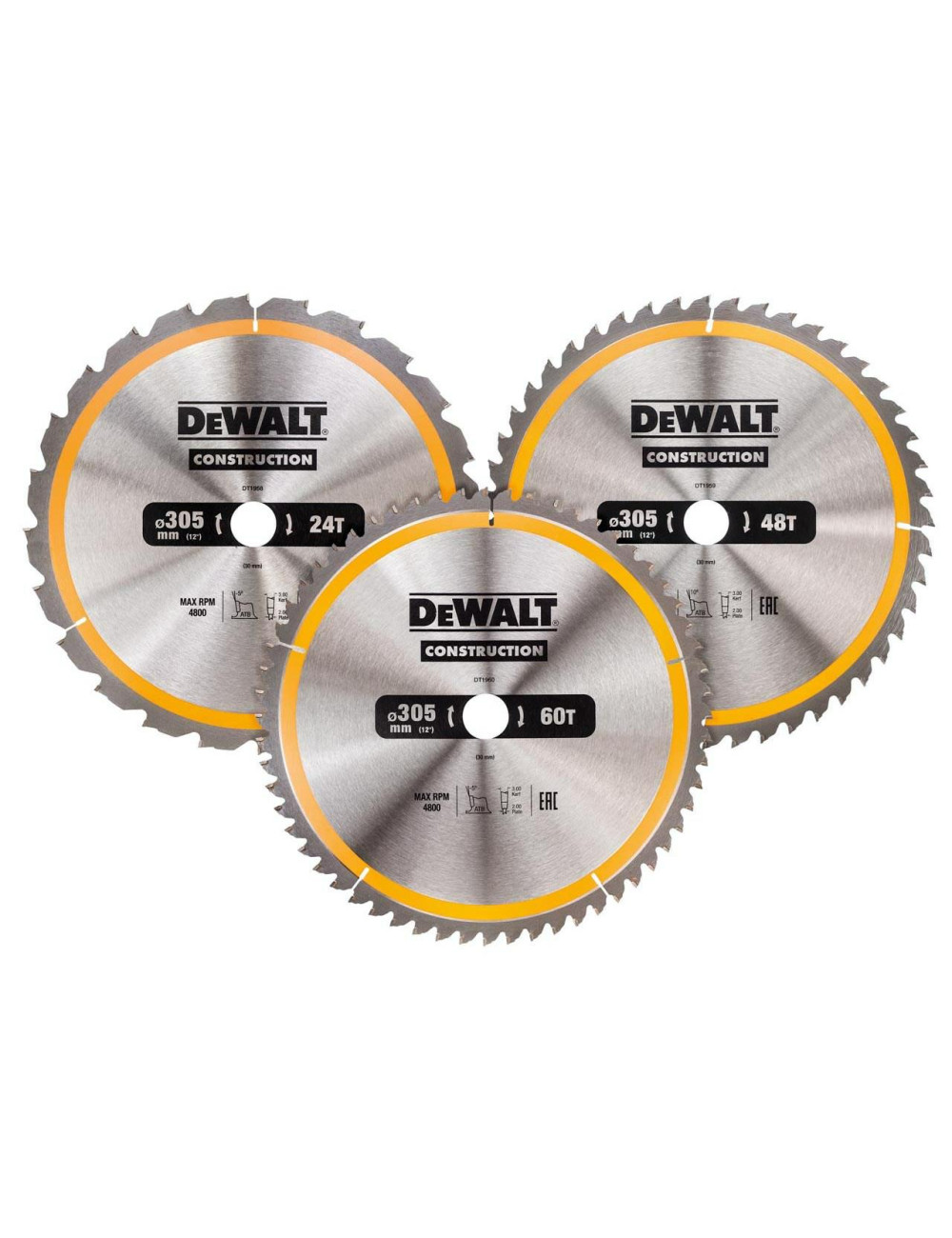 DEWALT PIŁA TARCZOWA KPL. 3szt. /305mm