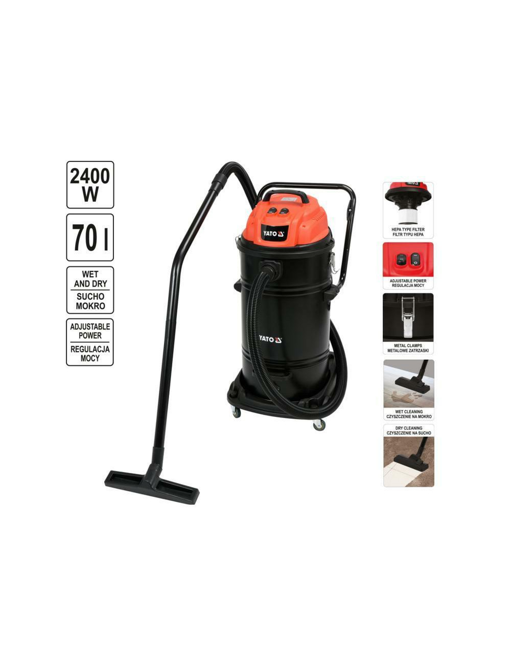 YATO ODKURZACZ WARSZTATOWY  2400W / 70L