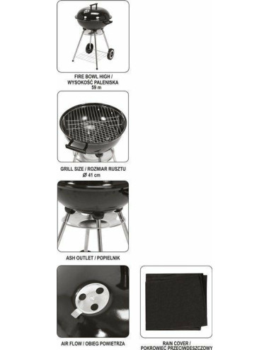 LUND GRILL OGR. OKRĄGŁY Z POKRYWĄ, 54cm