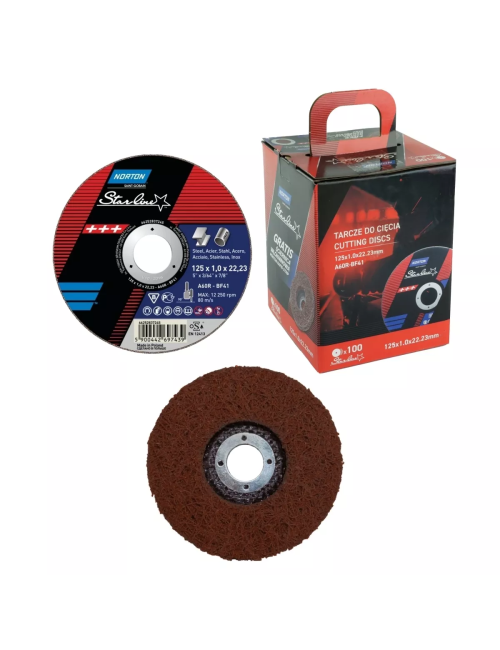 NORTON TARCZA.STARLINE 125mmx1,0/100szt WIADERKO+ŚCIERNICA WŁÓKNINOWA