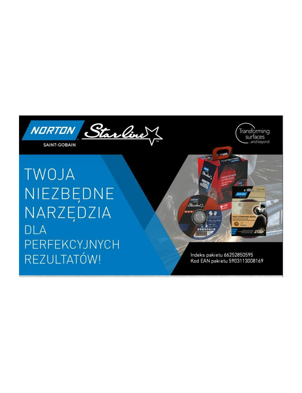 NORTON TARCZA.STARLINE 125mmx1,0/100szt WIADERKO+ŚCIERNICA WŁÓKNINOWA