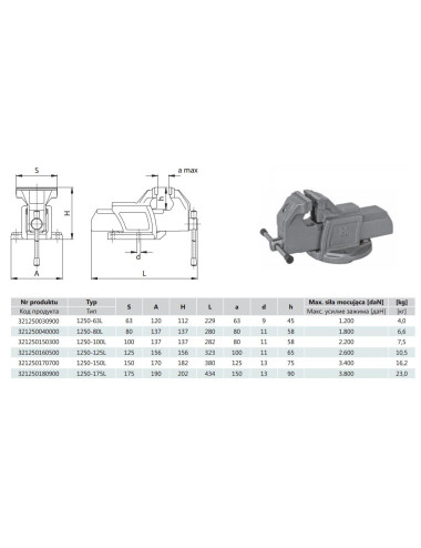 BISON-BIAL IMADŁO STAŁE 125mm TYP 1250-125