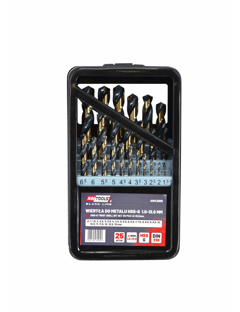 AWTOOLS WIERTŁO METAL HSS M2 KPL. 25szt. /1,0-13,0mm/ PREMIUM