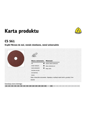 KLINGSPOR KRĄŻEK FIBROWY 125mm gr. 24 CS561 /25szt.