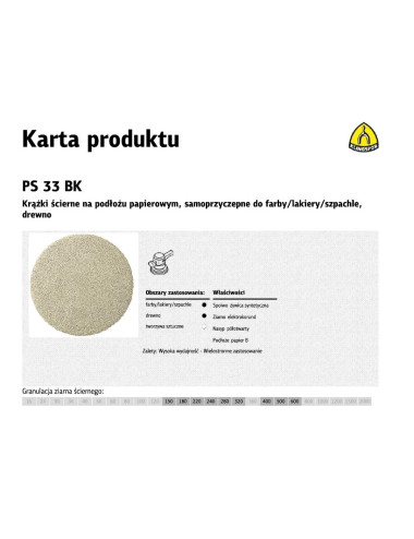 KLINGSPOR KRĄŻEK ŚCIERNY SAMOPRZYCZEPNY 225mm  PS33BK gr.180 /50szt.