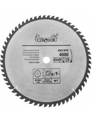 CONDOR PIŁA TARCZOWA WIDIOWA 400 x 30 x 60-ZĘBÓW