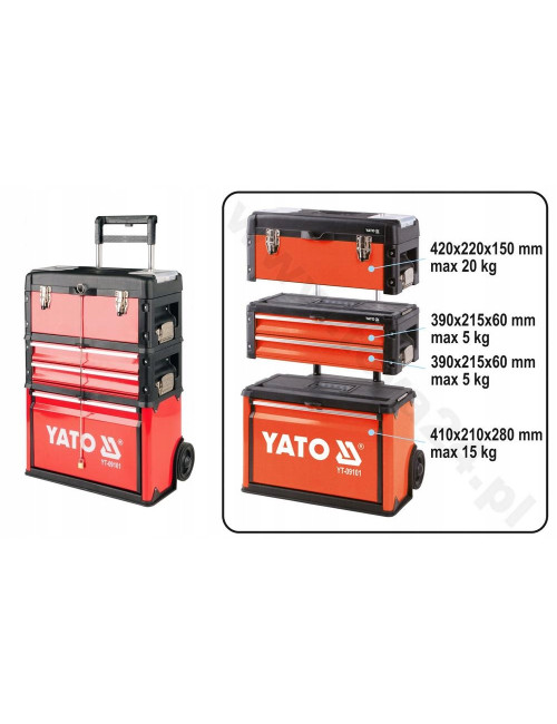 YATO WÓZEK NARZĘDZIOWY MODUŁOWY 3-CZĘŚCIOWY 09101