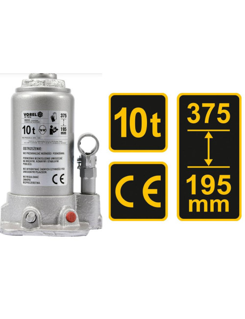 VOREL DŹWIGNIK TŁOKOWY HYDRAULICZNY 10T 195-375mm   80052