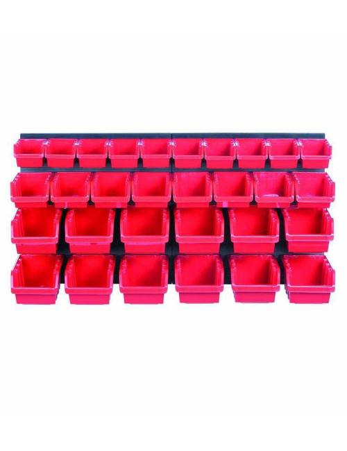 KISTENBERG  TABLICA WARSZTATOWA Z KUWETAMI CZARNA 80x40cm 2szt  + 30 POJEMNIKÓW NTBNP3 CZERWONA