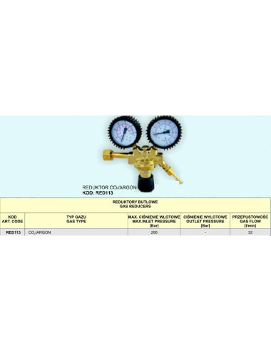 REDUKTOR CO2/AR 2-ZEGARY RED113 32l/min