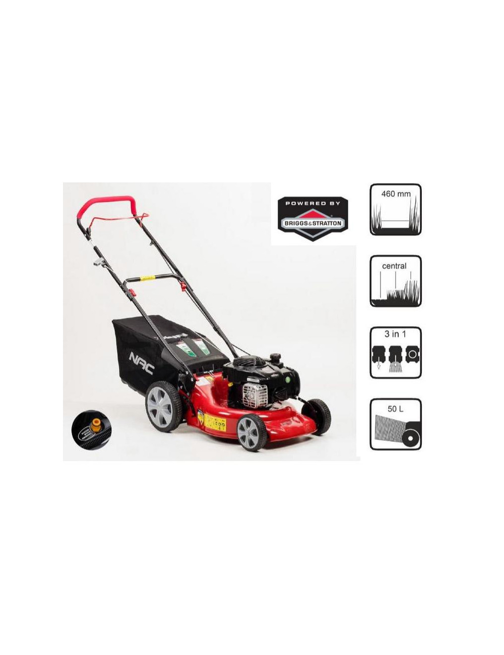 NAC KOSIARKA SPALINOWA BEZ NAPĘDU 46cm BRIGGS & STRATTON 125cc  LP46-450E-H