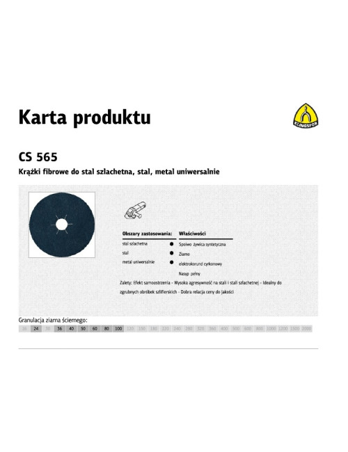 KLINGSPOR KRĄŻEK FIBROWY 125mm gr. 36 CS565 /25szt.