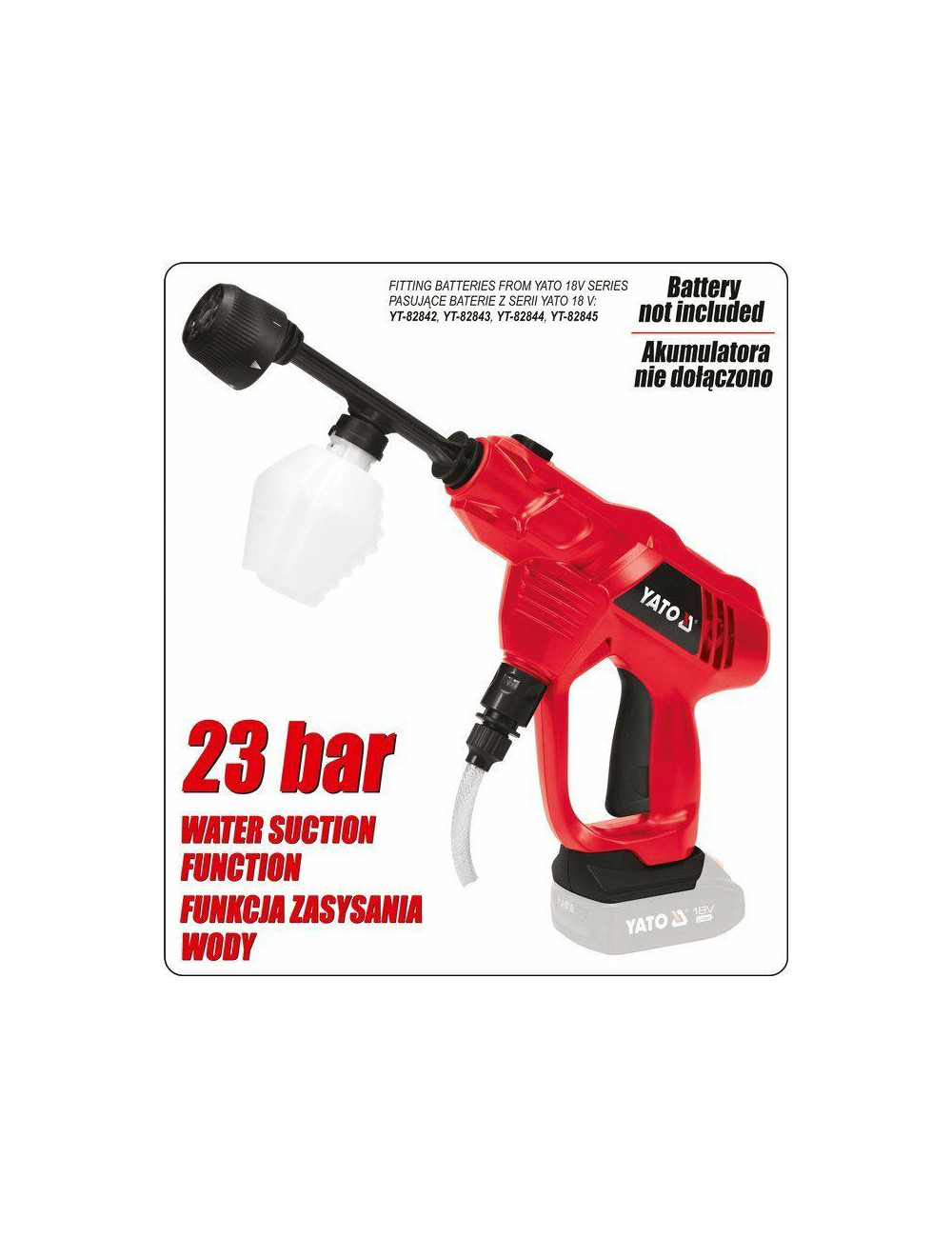 YATO MYJKA CIŚNIENIOWA 18V Z ZASYSANIEM YT-85930