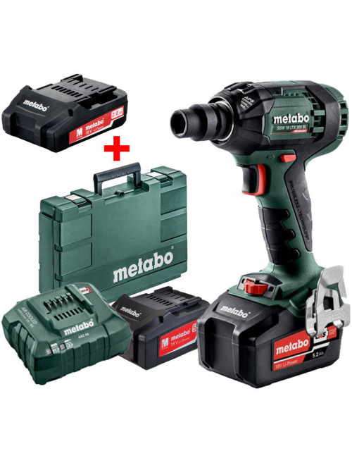 METABO KLUCZ UDAROWY SSW 18 LTX 300 BL 2x4,0Ah LiHD METABOX +AKUM 2,0Ah