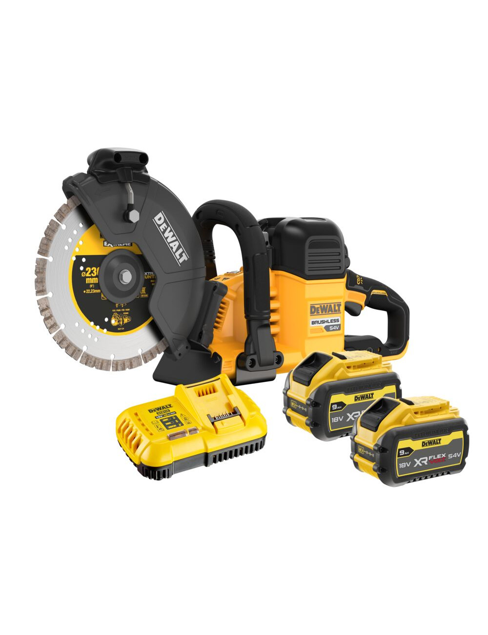 DEWALT PRZECINARKA DO STALI I BETONU 54V 230mm 2x9,0Ah DCS691X2