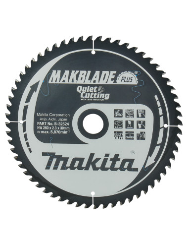 MAKITA PIŁA TARCZOWA  260x30x60z MAKBLADE PLUS DREWNO