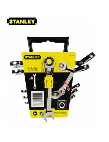 STANLEY KLUCZE PŁASKO-OCZKOWE Z GRZECHOTKĄ PRZEGUBOWE KOMPLET 6 elem