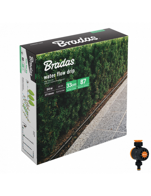 WĄŻ KROPLUJĄCY WATER FLOW DRIP ZESTAW  50m Z ZEGAREM PRZEPŁYWU WODY