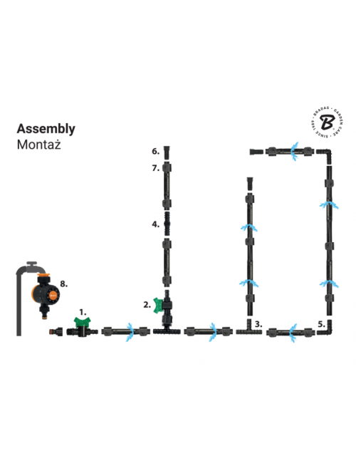 WĄŻ KROPLUJĄCY WATER FLOW DRIP ZESTAW  50m Z ZEGAREM PRZEPŁYWU WODY