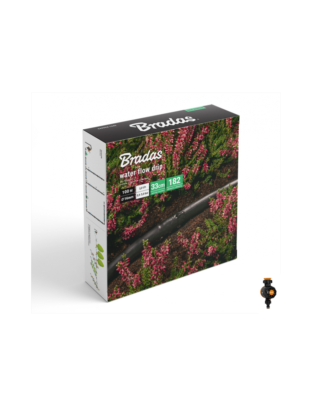 WĄŻ KROPLUJĄCY WATER FLOW DRIP ZESTAW 100m Z ZEGAREM PRZEPŁYWU WODY