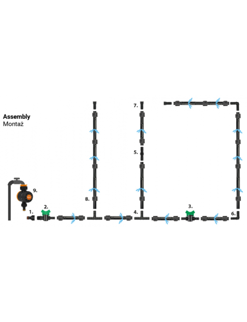 WĄŻ KROPLUJĄCY WATER FLOW DRIP ZESTAW 100m Z ZEGAREM PRZEPŁYWU WODY