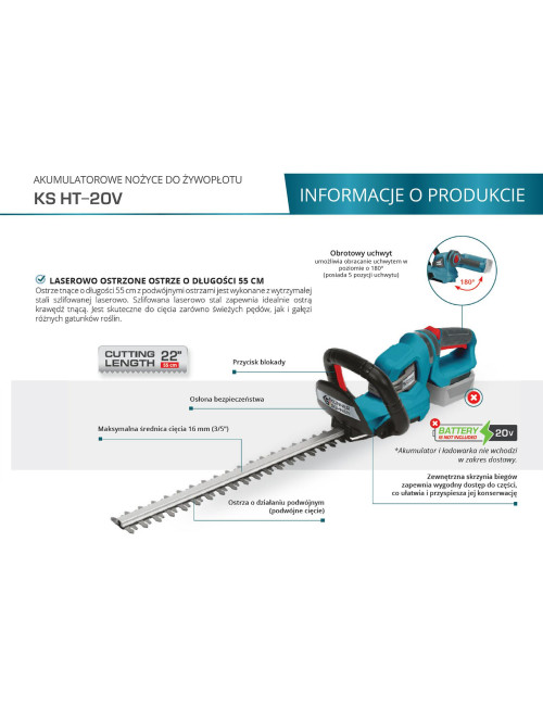 KÖNNER & SÖHNEN NOŻYCE DO ŻYWOPŁOTU AKUMULATOROWE HT-20V