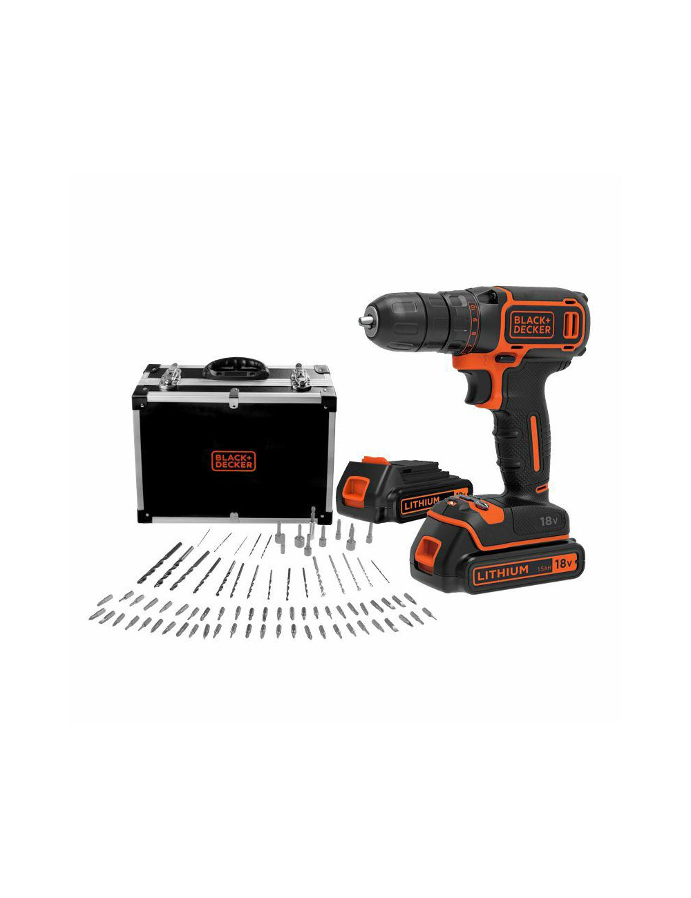 BLACK+DECKER WKRĘTARKA 18V BDCDC18BAFC 2x1,5Ah WALIZKA +80 ACC