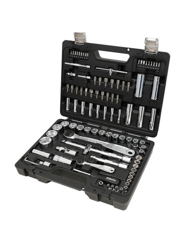 BETA ZESTAW NASADEK SZEŚCIOKĄTNYCH Z GNIAZDEM 1/4" + 1/2" I KOŃCÓWEK WKRĘTAKOWYCH BETA EASY Z AKCESORIAMI, 98 SZTUK