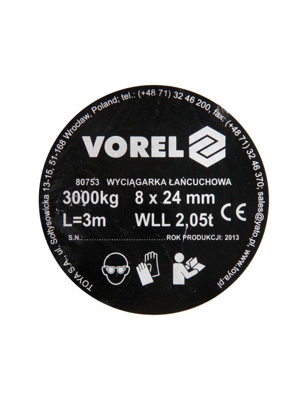 VOREL PRZYCIĄGARKA ŁAŃCUCHOWA  3T   80753