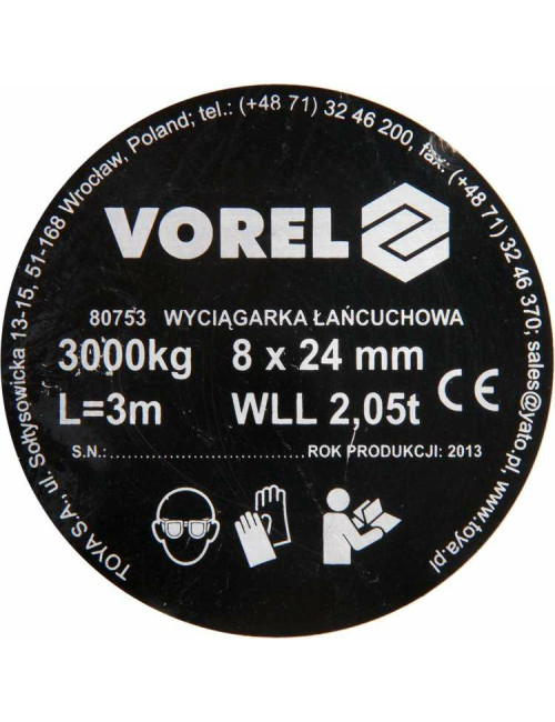VOREL PRZYCIĄGARKA ŁAŃCUCHOWA  3T   80753