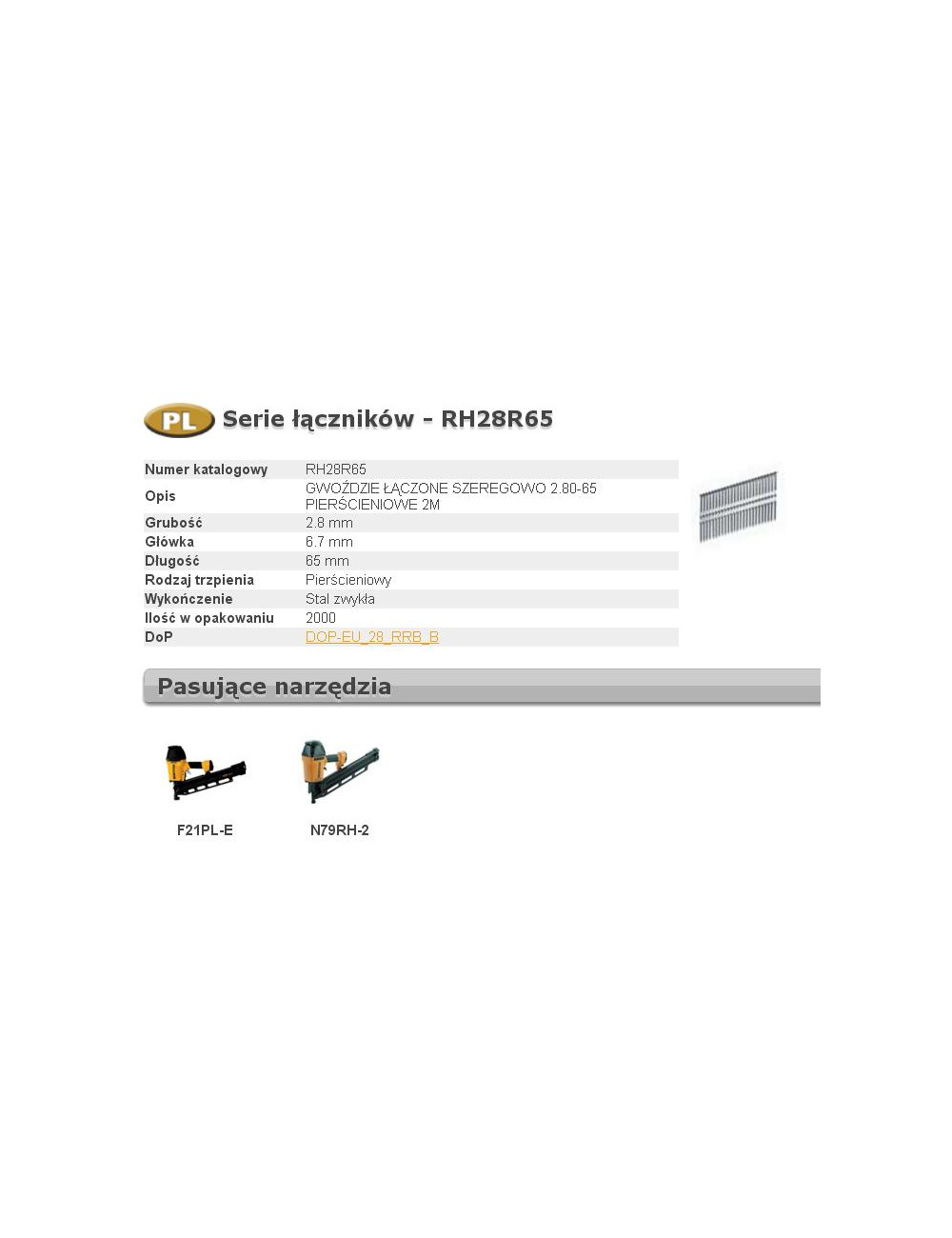BOSTITCH GWOŹDZIE RH 2,8 x 65mm 21` RING 2000 szt.