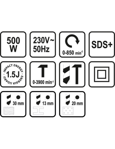 STHOR MŁOTOWIERTARKA SDS PLUS 500W 2 FUNKCJE