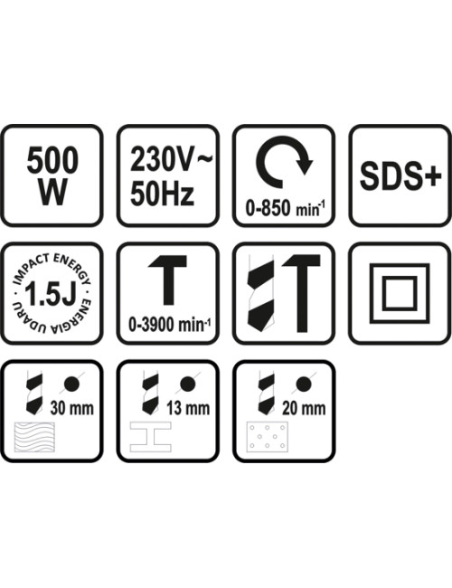 STHOR MŁOTOWIERTARKA SDS PLUS 500W 2 FUNKCJE
