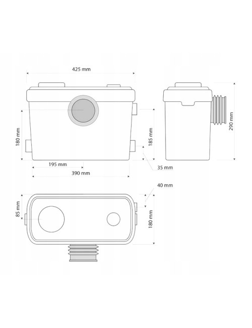 FALA POMPA WC 600W  Z NOŻAMI TNĄCYMI