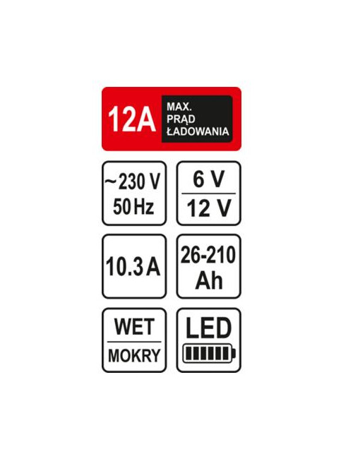 STHOR PROSTOWNIK 6/12V 12A 210Ah LED