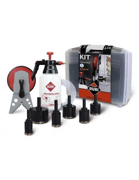 RUBI ZESTAW FORAGRES  DO WIERCENIA NA MOKRO 20, 28, 35, 43, 50, 65 mm + PROWADNICA + HYDRONETKA