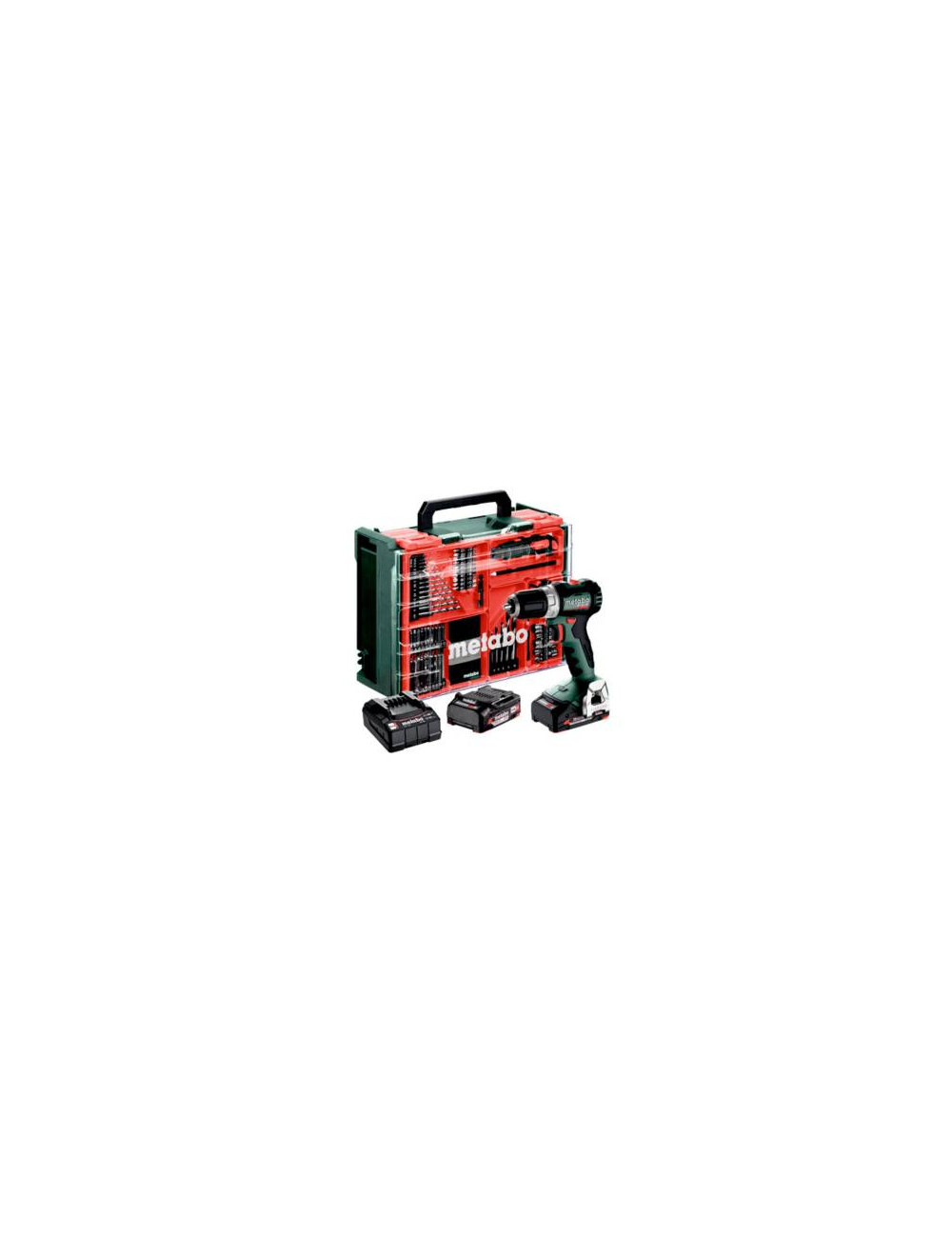 METABO BS 18 L BL Set Wiertarko-wkrętarka Mobilny warsztat + 2 akumulatory Li-Ion 18V 2,0AHz ładowarką SC 30 + 74 elementów