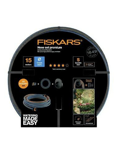 FISKARS ZESTAW WĄŻ 1/2" 15m - Q4 + UCHWYT NAŚCIENNY