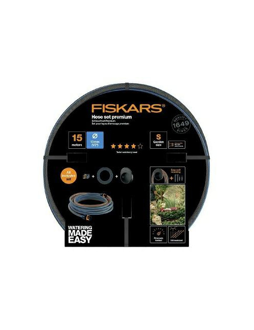 FISKARS ZESTAW WĄŻ 1/2" 15m - Q4 + UCHWYT NAŚCIENNY