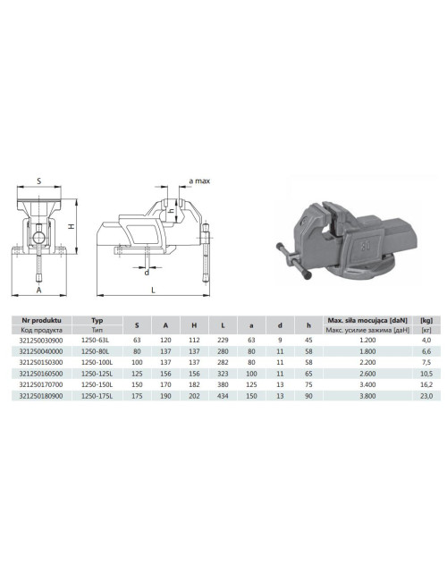 BISON-BIAL IMADŁO STAŁE 150mm TYP 1250-150