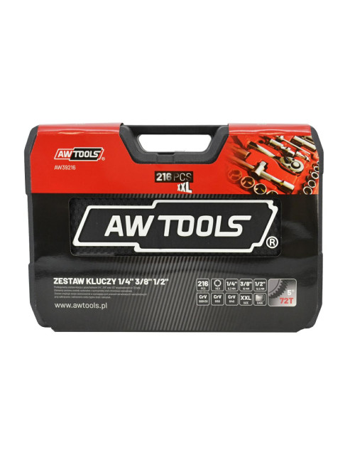 AWTOOLS ZESTAW KLUCZY  216el  1/2"/3/8"/1/4" BLACK LINE