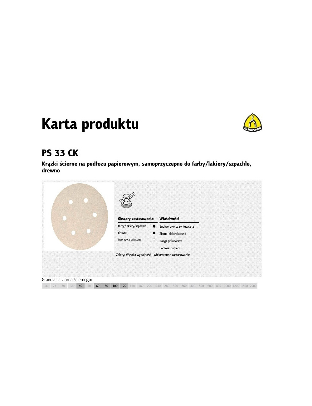 KLINGSPOR KRĄŻEK ŚCIERNY SAMOPRZYCZEPNY 150mm  PS33CK gr. 80 GLS3 /100szt.