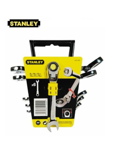 STANLEY KLUCZE PŁASKO-OCZKOWE Z GRZECHOTKĄ PRZEGUBOWE KOMPLET 6 elem