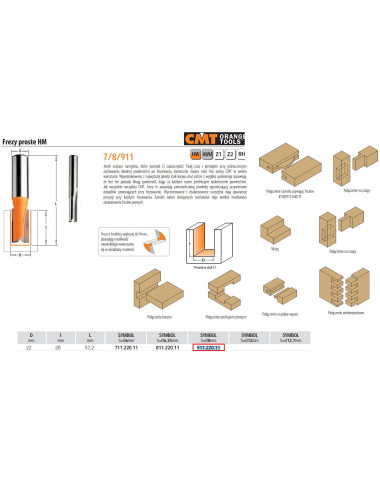 CMT FREZ PROSTY KRÓTKI HM D22 I20 L57,2 S8