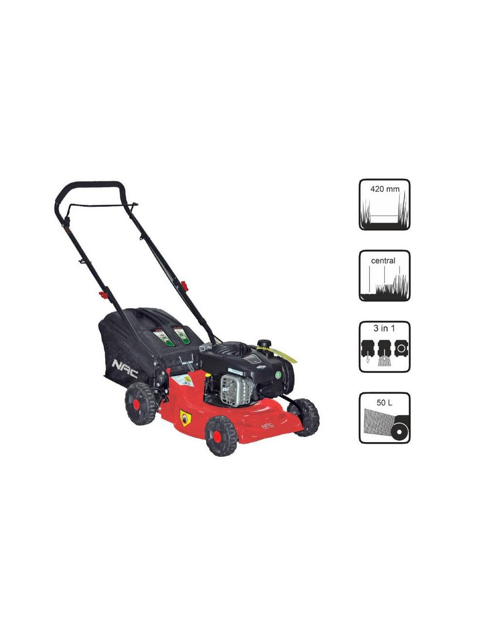NAC KOSIARKA SPALINOWA BEZ NAPĘDU 42cm BRIGGS & STRATTON 125cc  LP42-450E