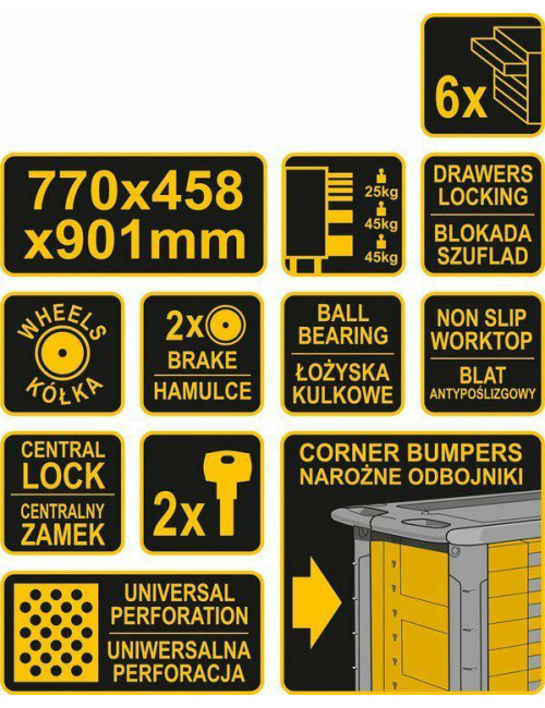 VOREL SZAFKA WARSZTATOWA 6 - SZUFLAD   58539