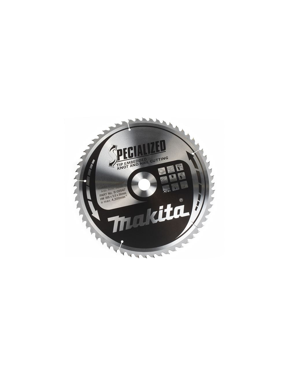 MAKITA PIŁA TARCZOWA  355x30x60z SPECJALIZED DREWNO (Z GWOŹDZIAMI I SĘKAMI) B-33227