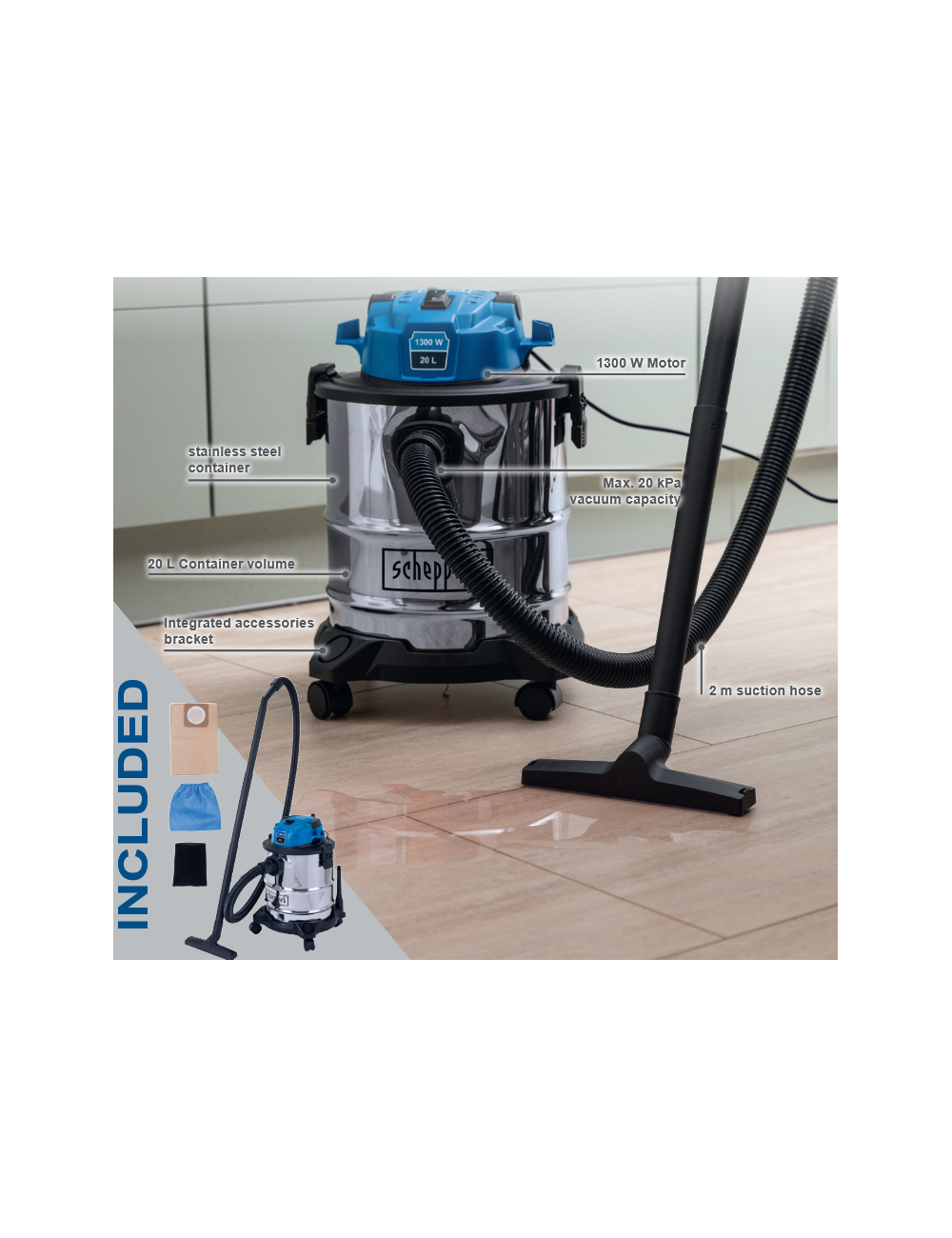 SCHEPPACH ODKURZACZ 20L 1300W  3in1 VC20